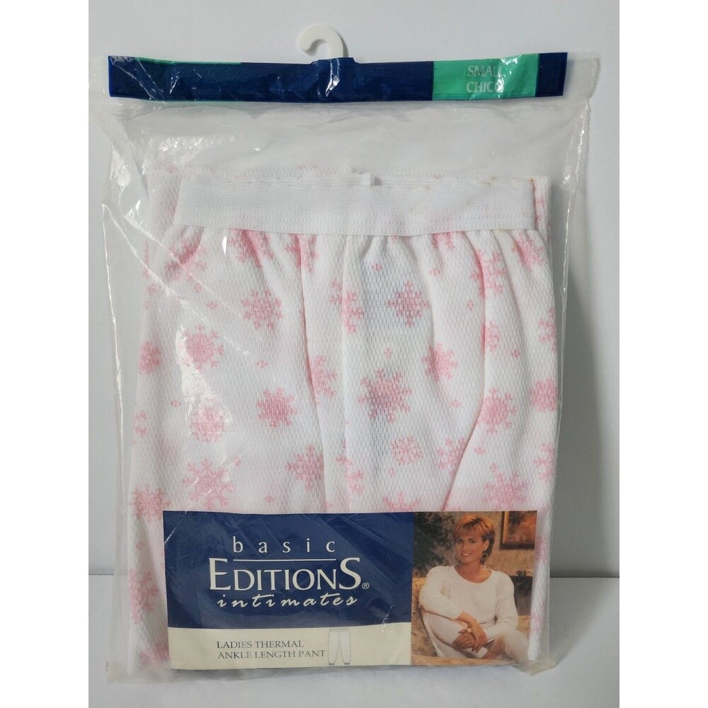 Vtg BASIC Editions Intimate Thermal Waffle Pajama pants bottoms Wome Pink S New